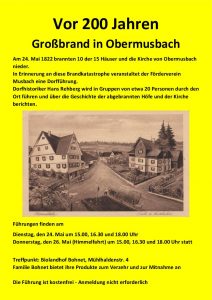 Dorfführung in Obermusbach zum 200sten Jahrestag des Großbrandes 1822