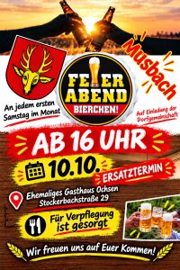 neuer Termin Feierabendbier Okt. 26 